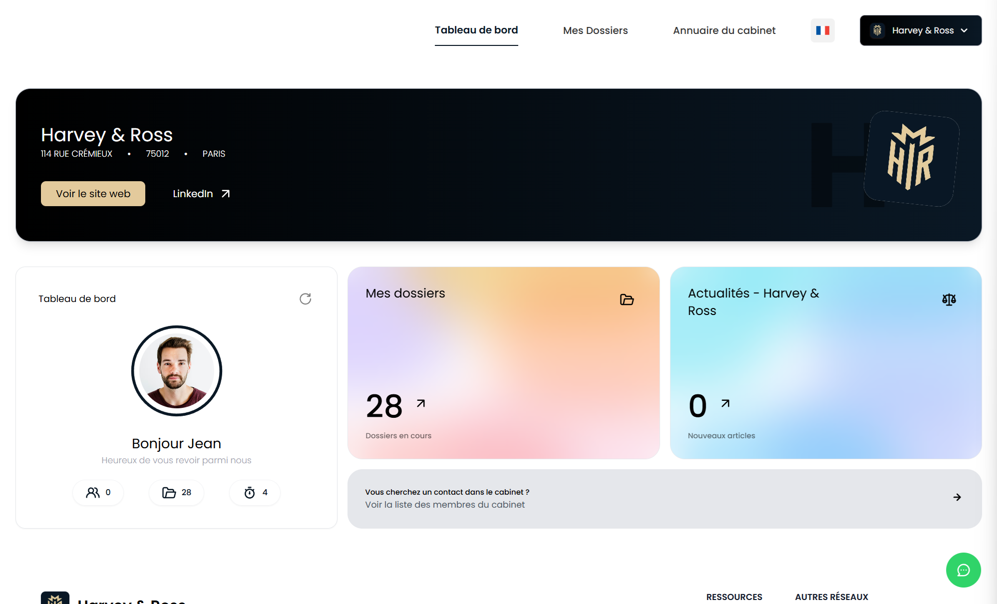 espace client dédié pour les clients des avocats